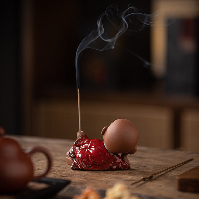 创意中式禅意小和尚茶宠摆件精品 可养窑变茶桌茶玩配件香道香炉,淘宝优惠券,粉丝福利购,淘宝优惠卷