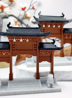 微景观造景门楼牌坊摆件氛围古风建筑假山大号生态水陆缸桌面造景