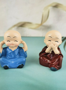 禅意四不小和尚茶桌摆件茶宠配件装饰品茶台茶几办公室桌面小摆设