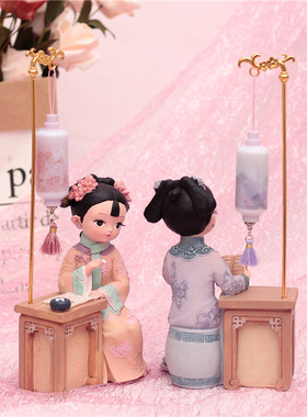 可爱故宫娃娃俏格格绢人古代人物小摆件少女心小夜灯国潮古风礼物
