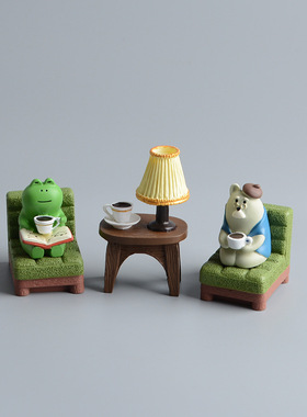 zakka日式迷你家居餐桌椅子书柜微缩场景娃娃屋装饰摆件拍摄道具