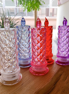 电子蜡烛生日婚庆蜡烛场地布置装饰品摆件玫瑰花纹折射道具礼物