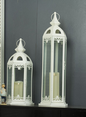 欧式铁艺复古浪漫烛台摆件防风落地风灯蜡烛台婚庆道具路引马灯