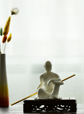 紫砂茶宠大号功夫小和尚手工陶瓷人物中式家居玄关酒柜工艺品摆件