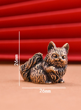 黄铜招财猫小摆件家居办公桌面招财猫摆件工艺品茶桌茶宠微景装饰