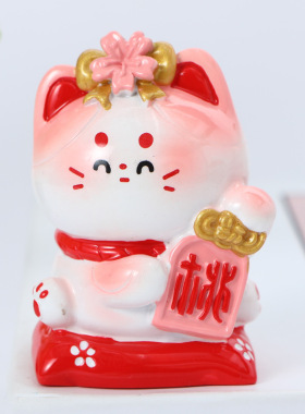 可爱招财猫小摆件办公室桌面装饰品工位解压情绪稳定神器生日礼物