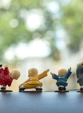 四款功夫和尚可爱汽车车饰摆件内饰品男士车中控车载少林功夫小子