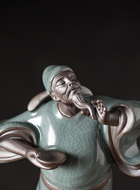 新中式禅意历史人陶瓷工艺品摆件诗仙李白家居客厅茶室桌面装饰品