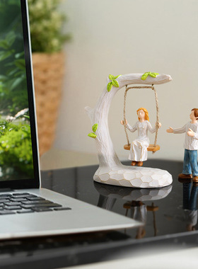 创意家居装饰品情侣人物荡秋千工艺品客厅摆件卧室现代简约礼物