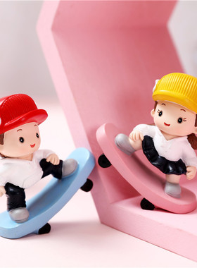 滑板车车载摆件创意可爱家居汽车树脂工艺品家居蛋糕烘焙摆件可爱