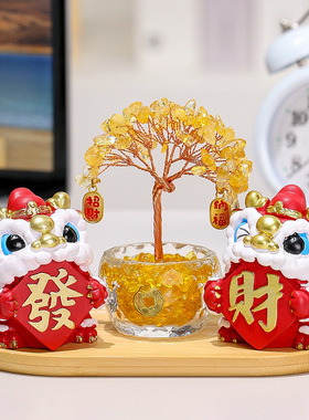 国潮舞狮小摆件办公室桌面Q版迷你醒狮手办装饰新年春节送礼好物