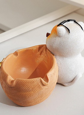 2025提钱猫烟灰缸 防飞灰退休摆件 生日礼物 家用办公室装饰摆饰