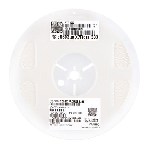 原装 0603贴片电容 33nF(333) ±5% 50V X7R CC0603JRX7R9BB333 - 图0