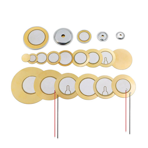 压电陶瓷蜂鸣片铜片二三极带铝壳焊线带线12/15/18/20/27/35/50mm - 图0