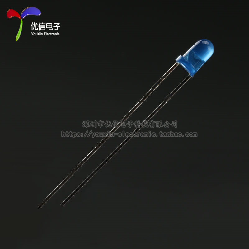 原装正品 3MM/F3直插圆头LED灯珠蓝发蓝 蓝色发光二极管长脚 10只