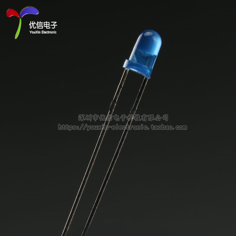 原装正品 3MM/F3直插圆头LED灯珠蓝发蓝 蓝色发光二极管长脚 10只