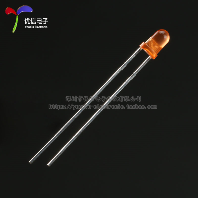 原装正品 3MM/F3直插圆头LED灯珠橙发橙 橙色发光二极管长脚 10只 - 图0