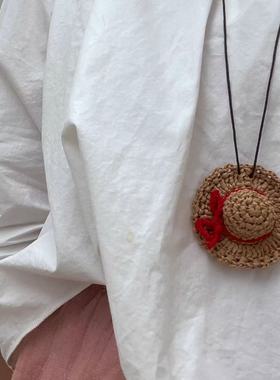 可爱小草帽项链独特创意小众时尚