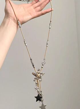 复古做旧编绳星星流苏项链吊坠