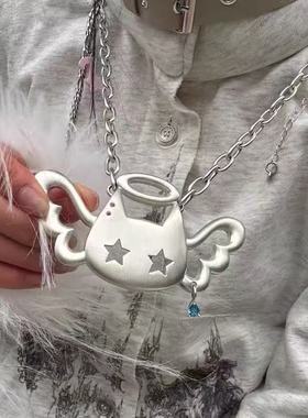 天使翅膀猫咪项链可爱卡通