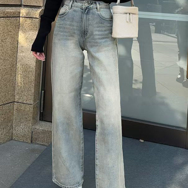 CU468日单GRL春秋季高腰显瘦水洗直筒牛仔裤女时尚百长裤休闲裤女,淘宝优惠券,粉丝福利购,淘宝优惠卷