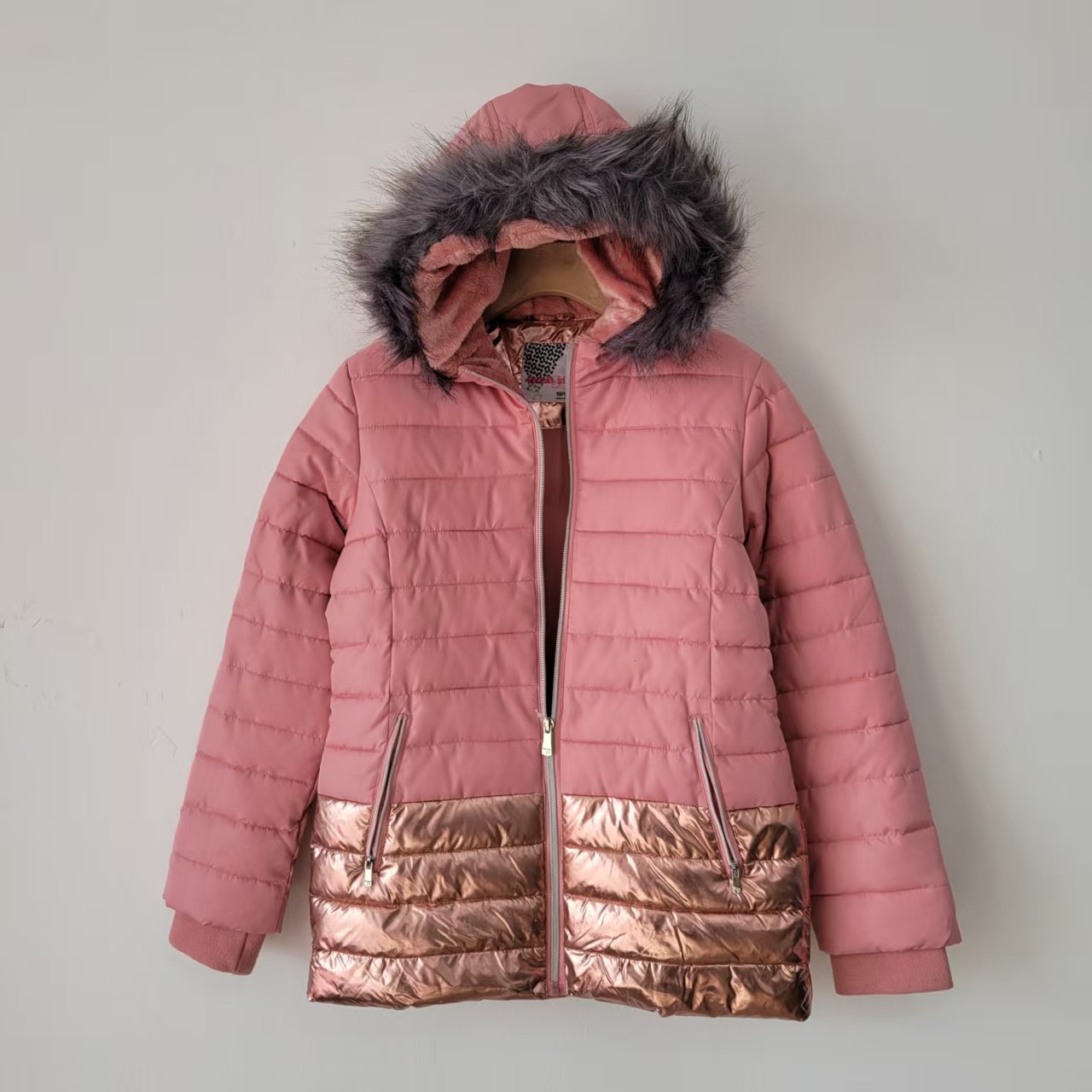 5款 童装秋冬季连帽拼色棉服女加厚保暖防风时尚百搭百搭棉袄外套 - 图2