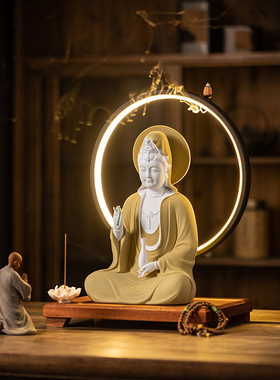 陶瓷观音菩萨佛像灯摆件