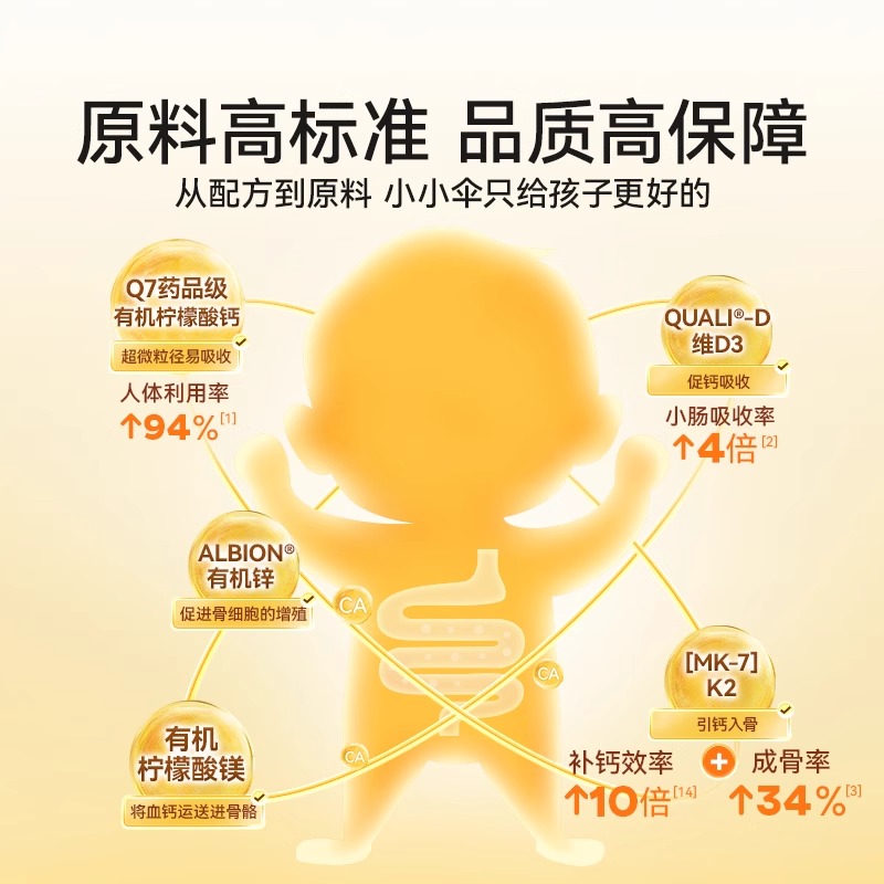 小小伞钙镁锌液体钙儿童钙乳钙婴儿钙液体婴幼儿补锌补铁钙铁锌