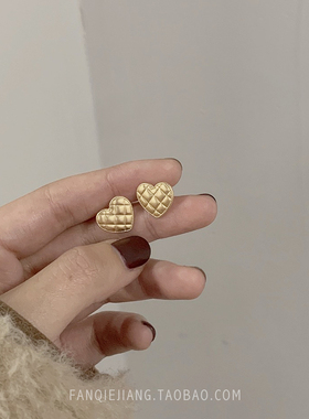 睡觉不用摘的法式爱心女珍珠耳钉