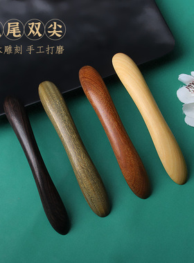 发簪绿檀木古风反扣押发头饰