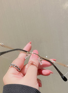 墨镜无边框时尚风透明黄色太阳镜