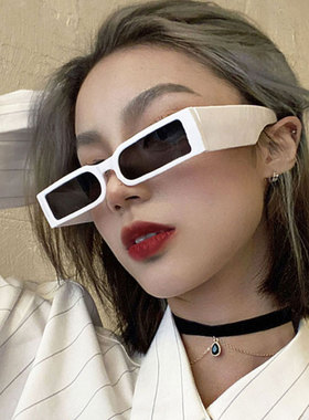 欧美摩登个性墨镜窄框宽腿太阳镜