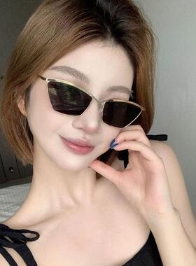 墨镜女防紫外线复古猫眼茶色眼镜