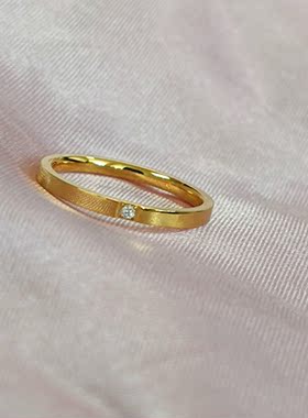 冷淡风18K金色小碎钻戒指女时尚个性ins潮网红简约食指关节指环