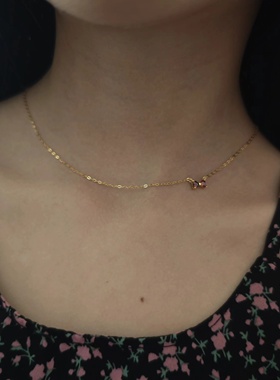 925纯银镀k金色高级感迷你爱心蝴蝶结锁骨链新中式短链轻奢项链