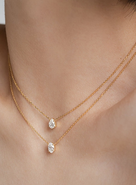 欧美ins镀18K真金水滴闪钻项链镶嵌锆石吊坠百搭十字链锁骨链女