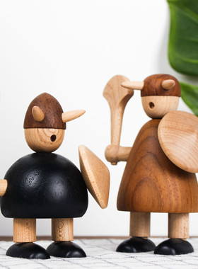 维京人士兵创意儿童房木质工艺品