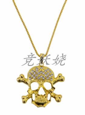 美国骷髅头骨吊坠项链万圣节饰品