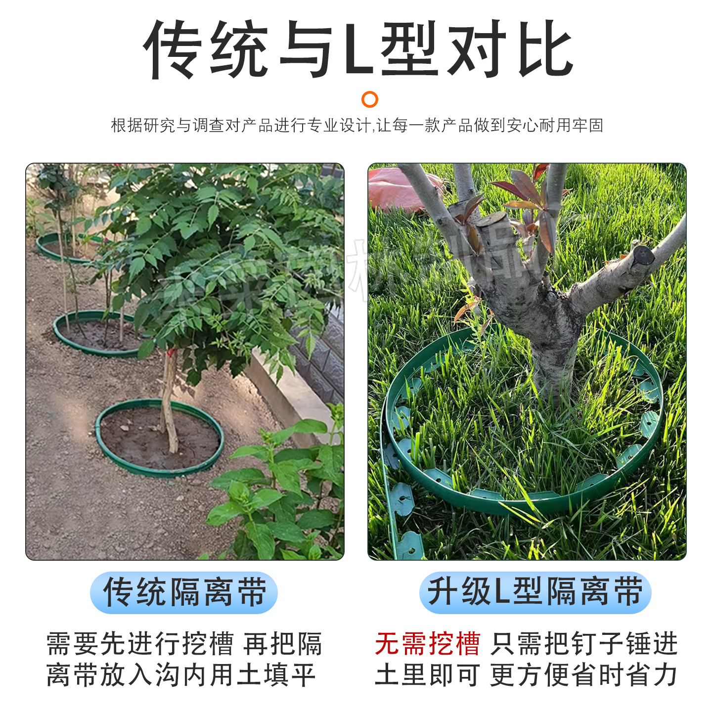 L型草石隔离带园林绿化隔离带挡土条围树圈隔草带隔草板挡土板厚 - 图1