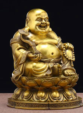如意全黄铜礼品弥勒佛像