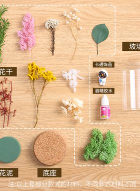 带灯干花玻璃罩永生花材料包