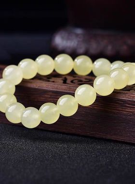 浅玉髓手链嫩黄玉米黄玉手链浅黄玉髓手串冰种糯种浅黄色单圈手链