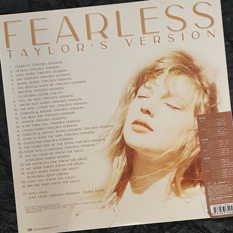 正版泰勒斯威夫特Taylor Swift霉霉黑胶唱片lp Fearless 金色彩胶 - 图2