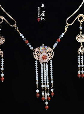 青雀原创婚礼红色景泰蓝璎珞项圈
