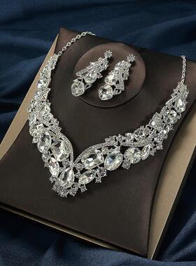 奢华闪亮大宝石水钻新娘项链
