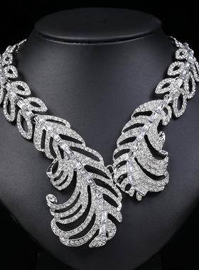 欧美高级风新娘钻石项链