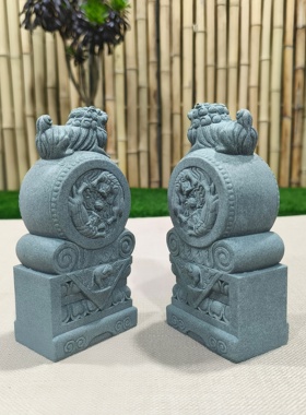 青砂抱鼓狮石狮子摆件茶桌鱼缸造景茶宠装饰品桌面庭院门口摆设