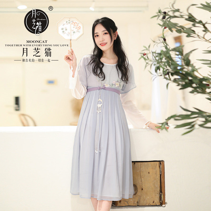 月芝猫【芳兰赋】汉服改良连衣裙女汉元素日常古装齐胸襦裙中国风_虎窝淘
