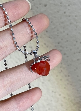 人间水蜜桃～桃子系列单桃子项链简约水果耳钉锁骨链新款项链耳环