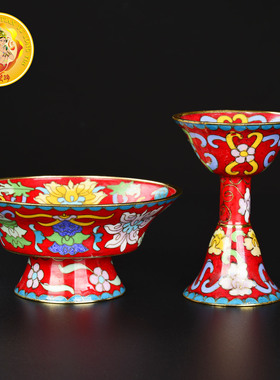 梵音真品红色中号景泰蓝